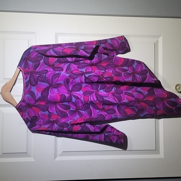 Maggie Shepherd Vintage 80's Patchwork Purple Asymmetrical Tunic Blouse - Picture 11 of 11